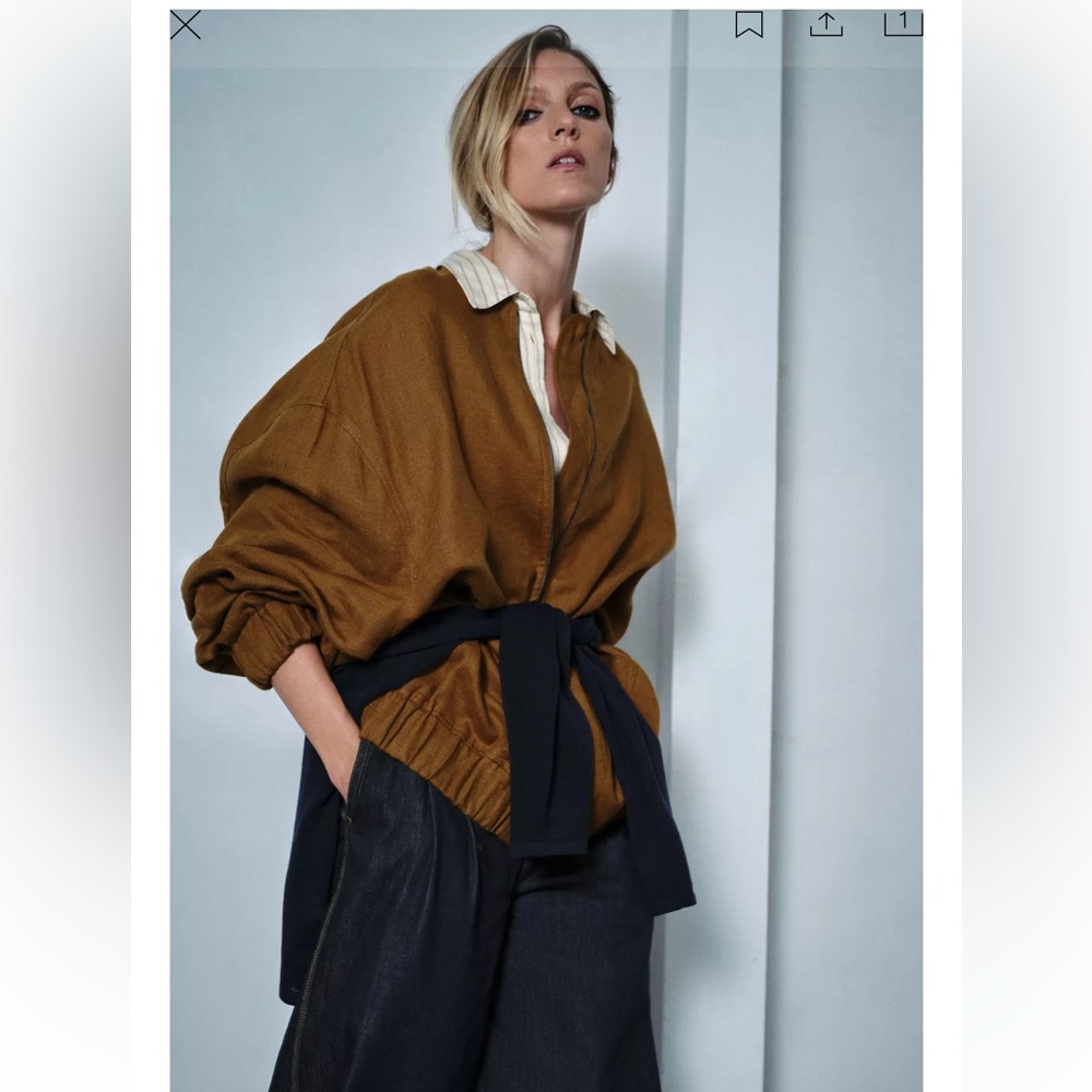 NWT Zara ZW Collection Brown Oversized Line Jacket